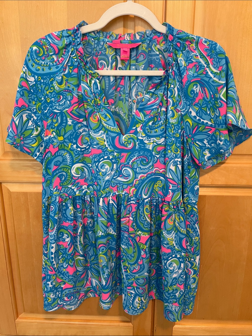 Lilly Pulitzer Printed V-Neck Top - Blue Multi